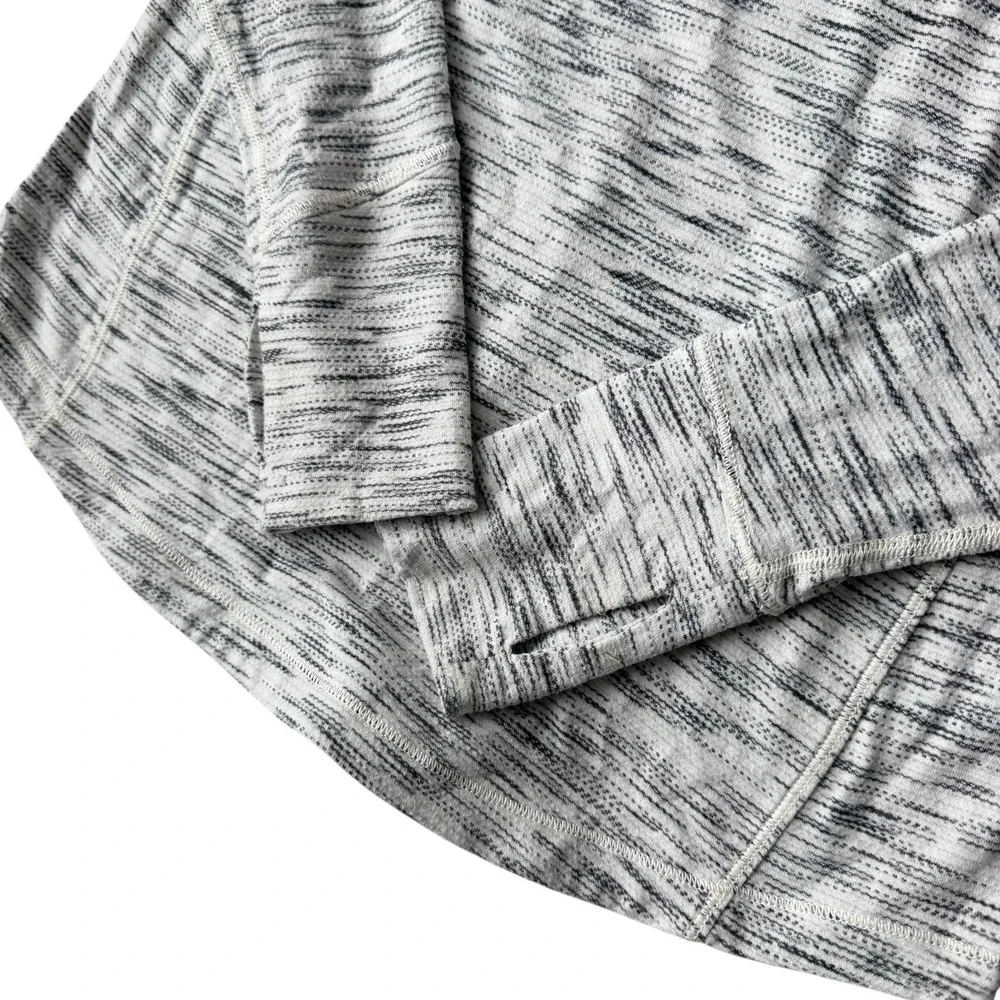 Lululemon 5 Mile Long Sleeve Top 6 Tiger Space‎ Dye Black White Thumbhole Run